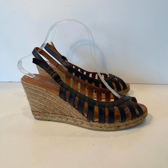 Eric Michael Black Kamielle Suede Espadrille wedge 40 - Picture 1 of 9